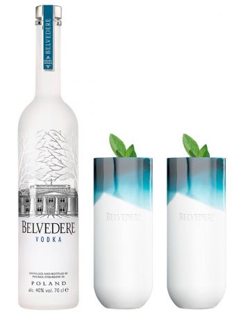 Belvedere Vodka Set 2 Natural Signature glasses & 1 Pure bottle - 40% - 70 cl 2