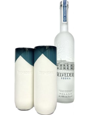 Belvedere Vodka Set 2 Natural Signature glasses & 1 Pure bottle - 40% - 70 cl