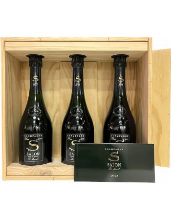 SALON Caisse Bois 3 bouteilles Le Mesnil Blanc de blancs Vintage 2012 - 3 x 75 cl 2