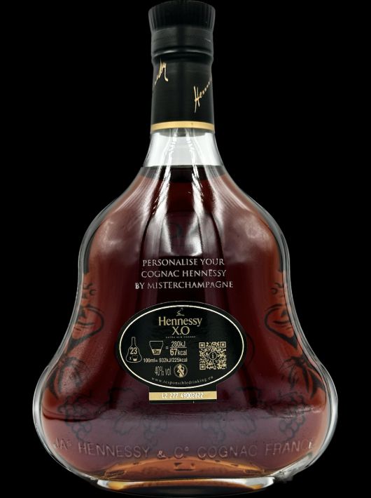 Cognac Hennessy X.O WITH ENGRAVING ON GLASS 45 LETTERS MAX - 40% - 70 CL