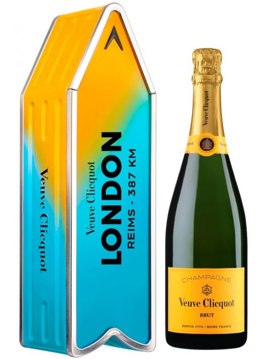 Veuve Clicquot Personalised "ARROW BLUE" Metal Giftbox Yellow Label Brut - 75 cl