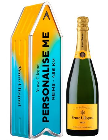 Veuve Clicquot Personalised "ARROW BLUE" Metal Giftbox Yellow Label Brut - 75 cl