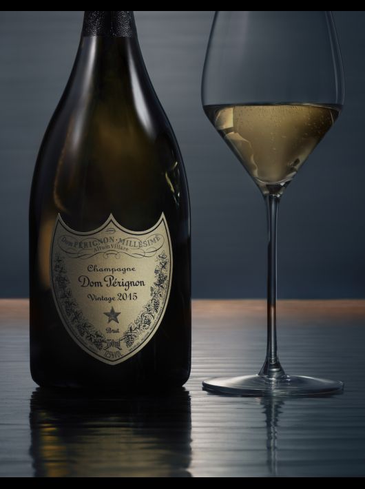 Dom Pérignon SET 2 VERRES 38 CL + 1 BOUTEILLE VINTAGE 2015 - 1 X 75 CL