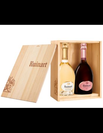 Ruinart CAISSE BOIS DUO BOTTLE Rosé & Blanc de blancs - 75 cl