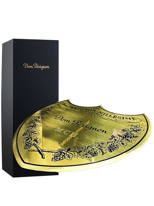 Dom Pérignon 2015 Giftbox personnalisé avec gravure sur bouclier en métal - 75 cl