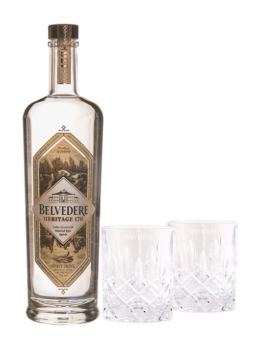 Belvedere Vodka Set 2 verres & Heritage 176 - 40% - 70 CL