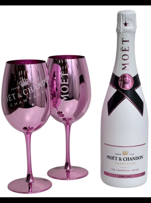 Moët & Chandon SET 2 VERRES céramiques rose + 1 ICE IMPÉRIAL ROSÉ - 75 CL