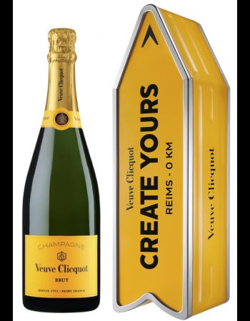 Veuve Clicquot Personalisierte Metal Geschenkbox "ARROW" Yellow Label Brut - 75 cl