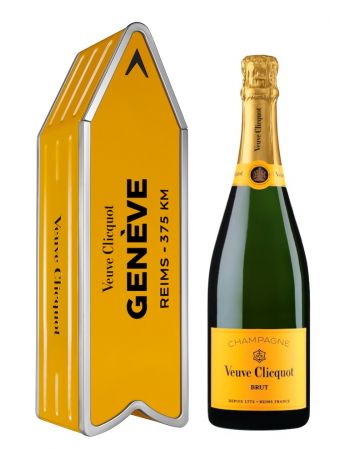 Veuve Clicquot ARROW "GENÈVE" Metal GIFTBOX Brut Carte Jaune - 75 cl