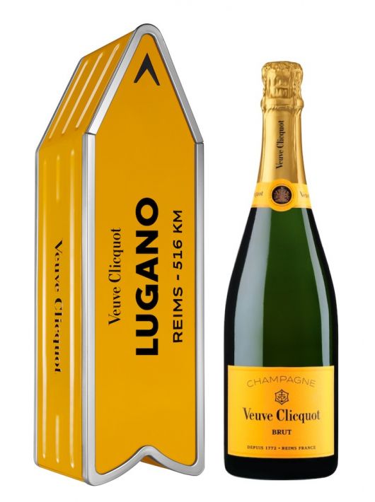 Veuve Clicquot ARROW "LUGANO" Metal GIFTBOX Brut Carte Jaune - 75 cl