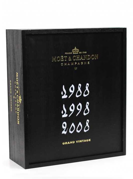 Moët & Chandon 3 x BOTTLES GRAND VINTAGE 1988, 1998 & 2008 - 3 x 75 cl