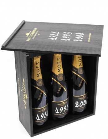 Moët & Chandon 3 x BOTTLES GRAND VINTAGE 1988, 1998 & 2008 - 3 x 75 cl