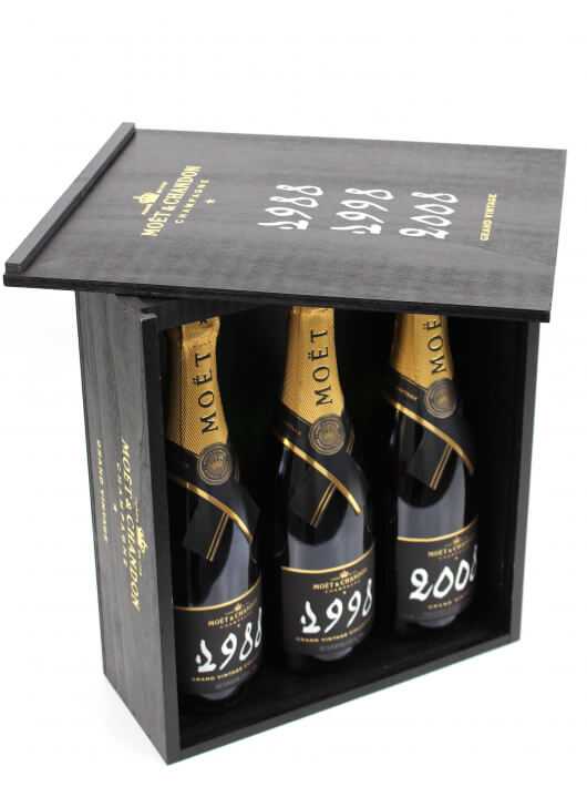 Moët & Chandon 3 bouteilles Grand Vintage 1988, 1998 & 2008 - 3 x 75 cl