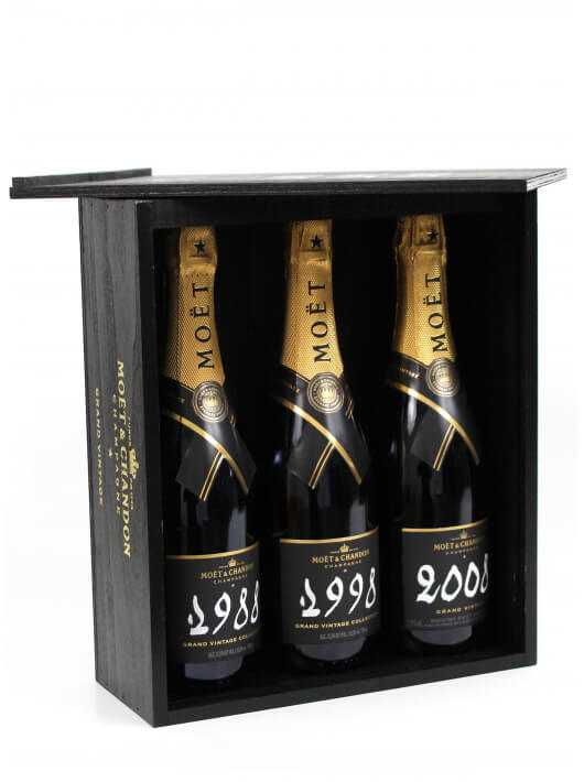 Moët & Chandon 3 bouteilles Grand Vintage 1988, 1998 & 2008 - 3 x 75 cl