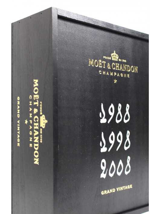 Moët & Chandon 3 bouteilles Grand Vintage 1988, 1998 & 2008 - 3 x 75 cl