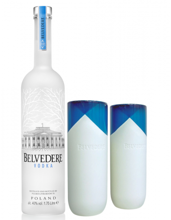 Belvedere Vodka Set aus 2 Gläsern Natural Signature & 1 Flasche Pure - 40% - 70 cl